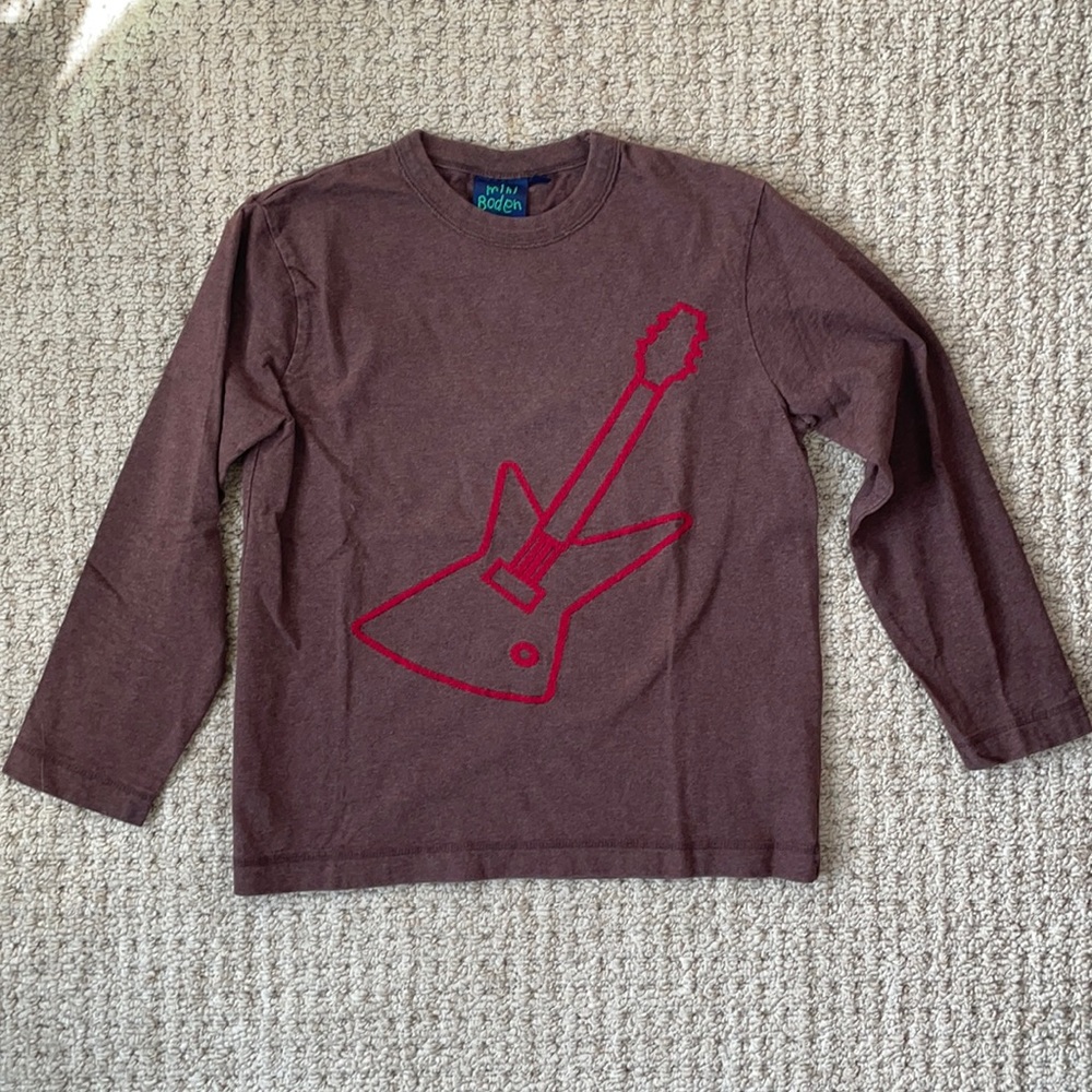 Mini Boden boys guitar long sleeve t-shirt size 7/8